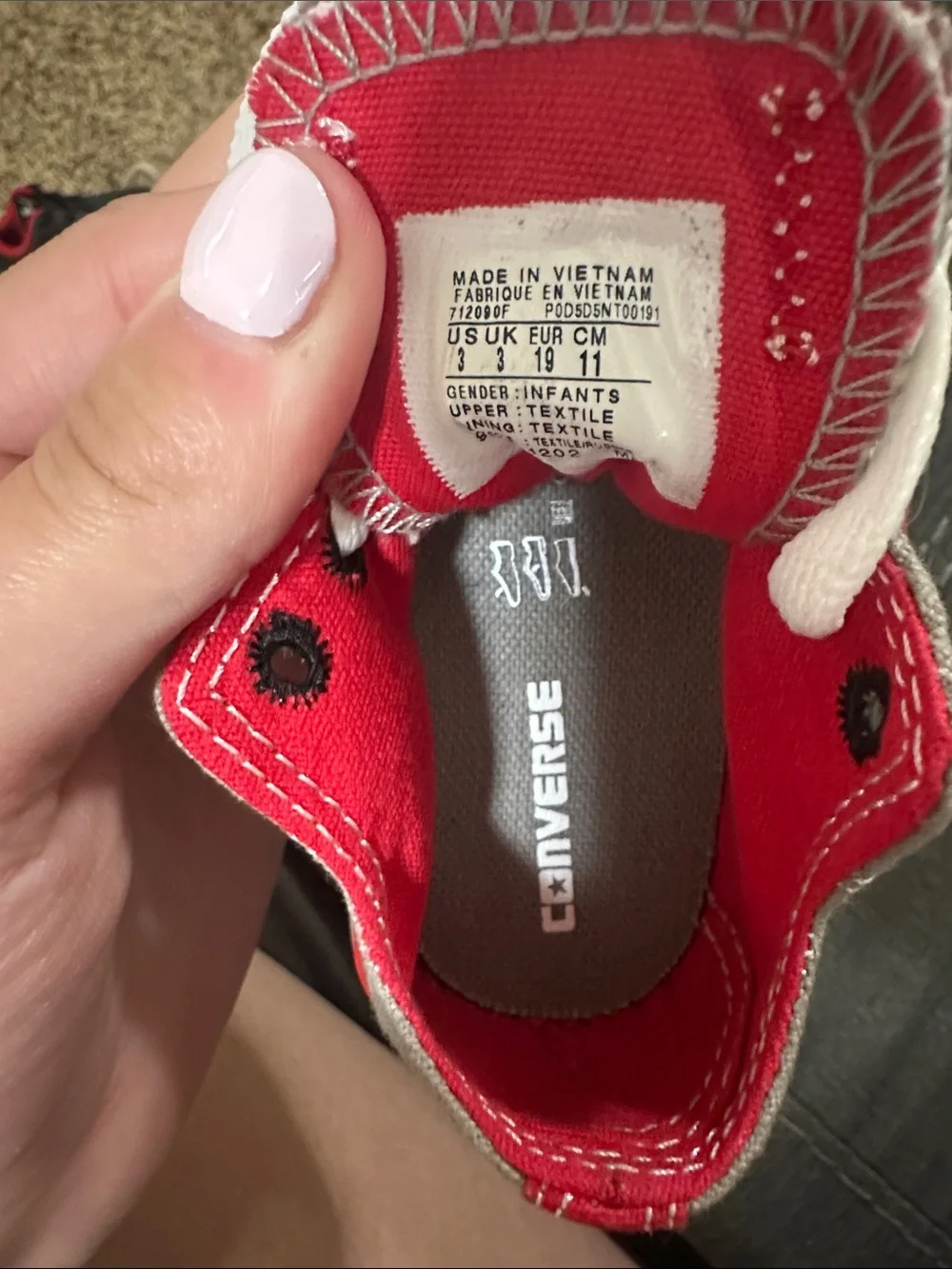 Baby Infant Converse Chuck Taylors Size 3 - Red & Grey NWOT